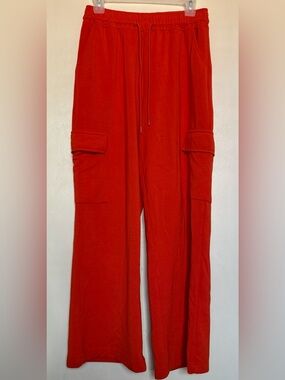Orange Cargo Pocket Drawstring Pants